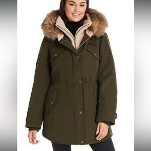 Koolaburra by Ugg Olive Utility Jacket with Faux Fur Trim Hood Size XL